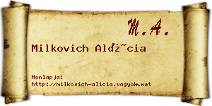 Milkovich Alícia névjegykártya